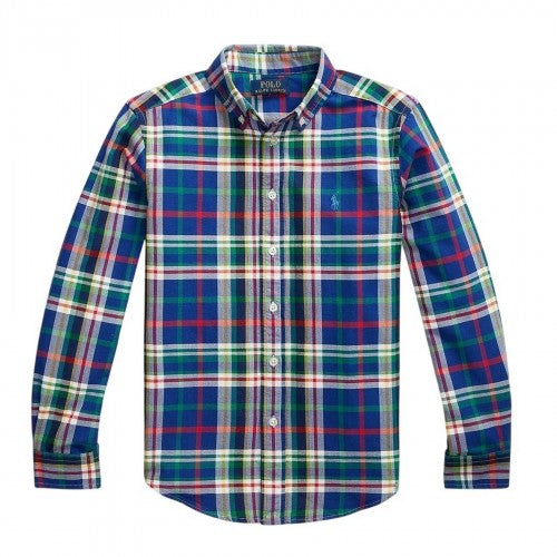 Front - Ralph Lauren Boys Polo Checked Embroidered Shirt