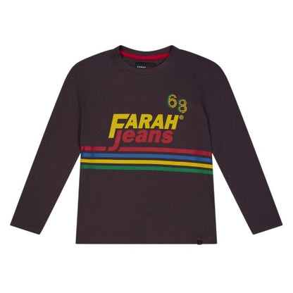 Front - Farah Childrens/Kids Logo Long-Sleeved T-Shirt