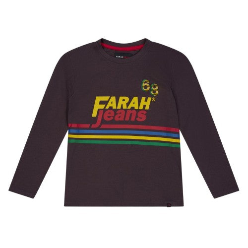 Front - Farah Childrens/Kids Logo Long-Sleeved T-Shirt