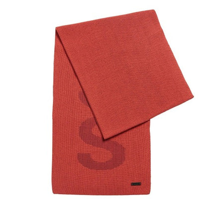 Front - Boss Logo Cotton Blend Structured Scarf