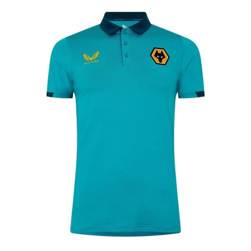 Front - Castore Mens Wolverhampton Wanderers FC Travel Polo Shirt