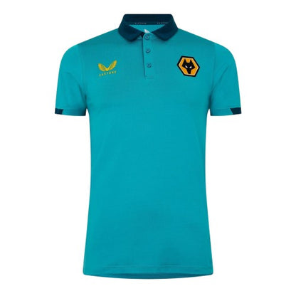 Front - Castore Mens Wolverhampton Wanderers FC Travel Polo Shirt