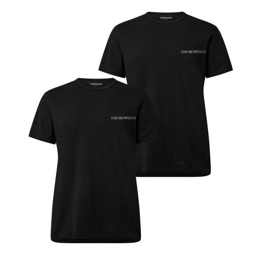 Front - Emporio Armani EA7 Mens Logo Crew Neck T-Shirt (Pack of 2)