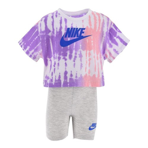 Front - Nike Childrens/Kids Tie Dye T-Shirt & Shorts Set