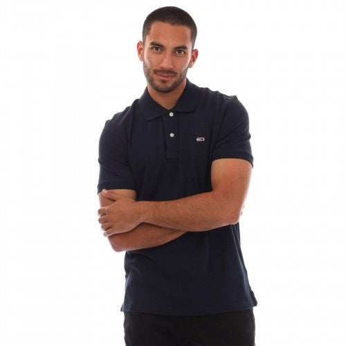 Front - Tommy Jeans Mens Embroidered Logo Polo Shirt