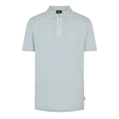 Front - Paul Smith Mens Diagonal Stripe Quarter Zip Polo Shirt