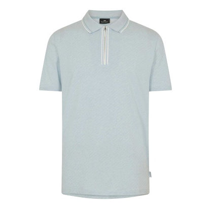 Front - Paul Smith Mens Diagonal Stripe Quarter Zip Polo Shirt