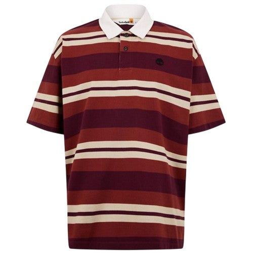 Front - Timberland Mens Striped Logo Rugby Shirt