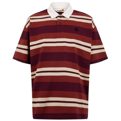 Front - Timberland Mens Striped Logo Rugby Shirt