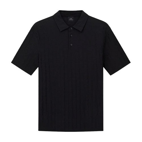 Front - Armani Exchange Mens Geometric Collared Polo Shirt