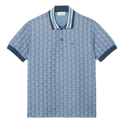 Front - Lacoste Mens Monogram Jacquard Polo Shirt