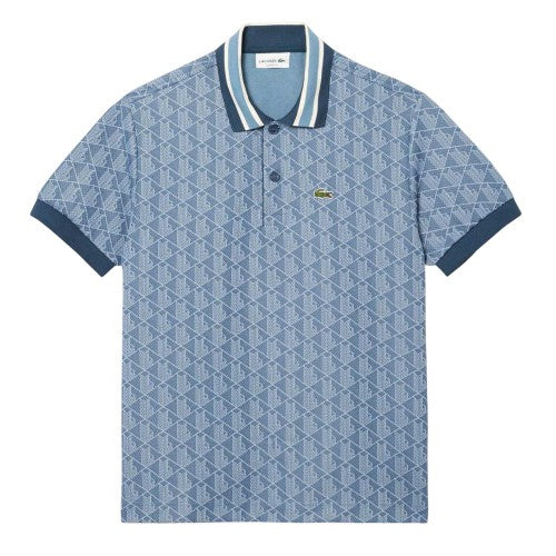 Front - Lacoste Mens Monogram Jacquard Polo Shirt