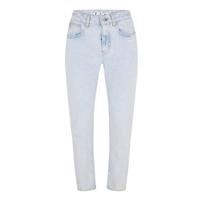Front - Off White Womens/Ladies Denim Straight Jeans