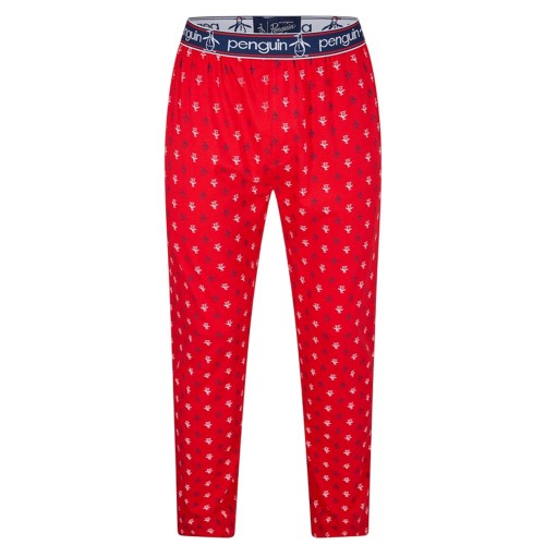 Front - Original Penguin Mens Jersey All Over Logo Pyjama Bottoms