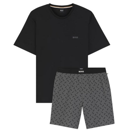 Front - Boss Mens Printed Relaxed Fit T-Shirt & Shorts Set