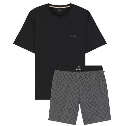 Front - Boss Mens Printed Relaxed Fit T-Shirt & Shorts Set