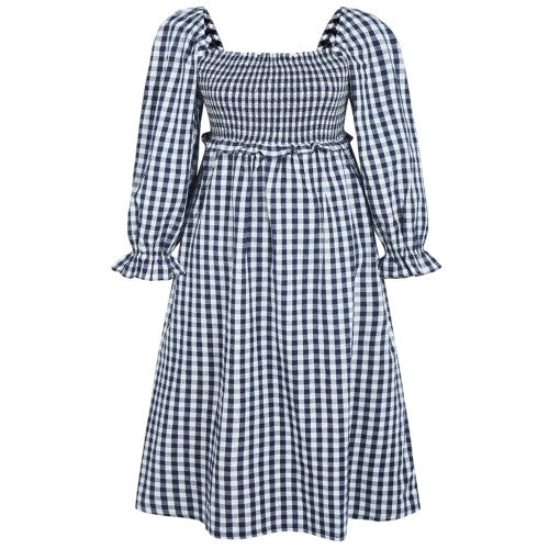 Front - Miso Womens/Ladies Gingham Long-Sleeved Midi Dress