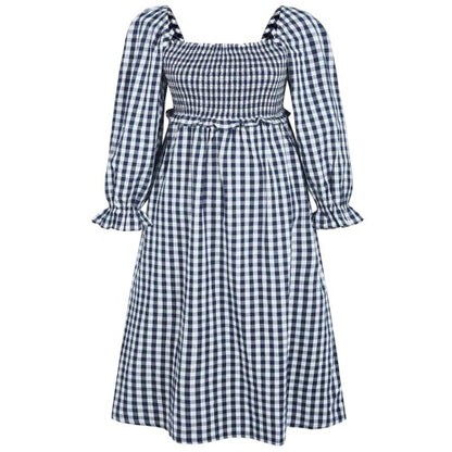 Front - Miso Womens/Ladies Gingham Long-Sleeved Midi Dress