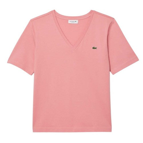 Front - Lacoste Womens/Ladies Cotton V Neck Relaxed Fit T-Shirt