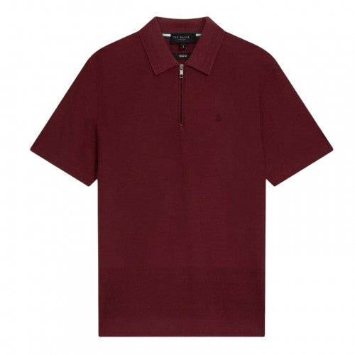 Front - Ted Baker Mens Textured Quarter Zip Polo Shirt