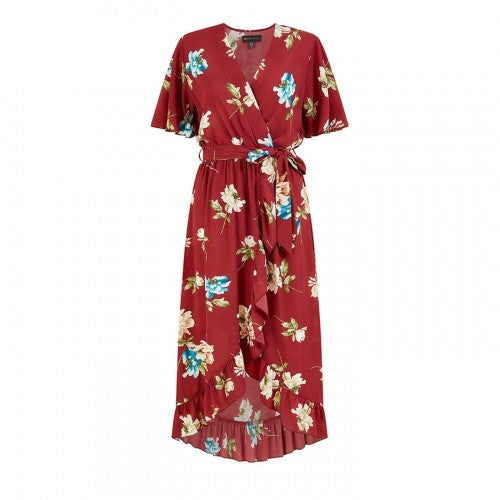 Front - Mela London Womens/Ladies Floral V Neck Wrap Dress