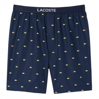 Front - Lacoste Mens Poplin All-Over Print Pyjama Shorts