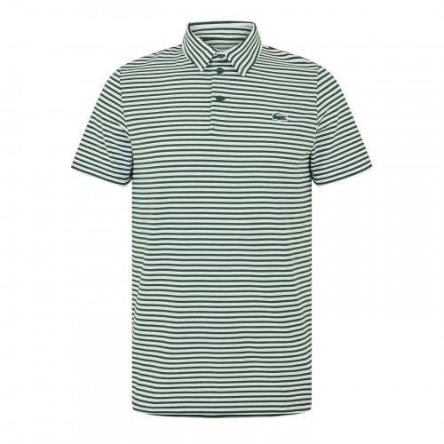 Front - Lacoste Mens Striped Ultra Dry Logo Short-Sleeved Polo Shirt