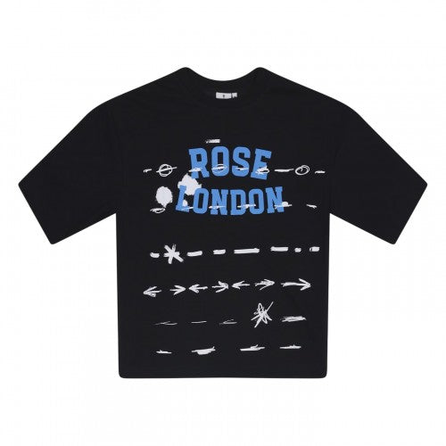 Front - Rose London Mens Graffiti Relaxed Fit T-Shirt