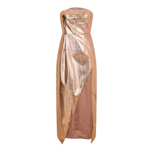 Front - AmyLynn Womens/Ladies Metallic Bandeau Maxi Dress