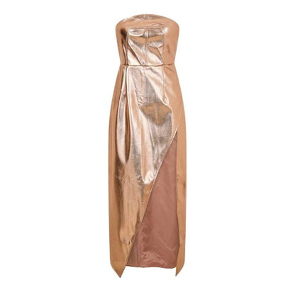 Front - AmyLynn Womens/Ladies Metallic Bandeau Maxi Dress