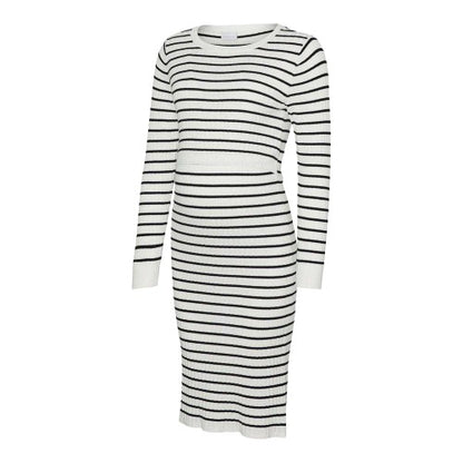 Front - Mamalicious Womens/Ladies Mlalima Striped Scoop Neck Long-Sleeved Midi Dress