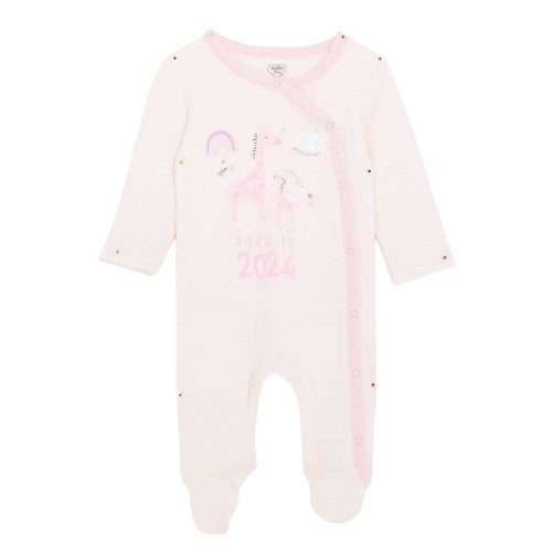 Front - Hello World Baby Girls Crew Neck Long Pyjama Set