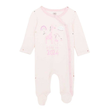 Front - Hello World Baby Girls Crew Neck Long Pyjama Set
