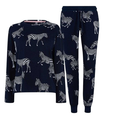 Front - Chelsea Peers Womens/Ladies Zebra Long Pyjama Set