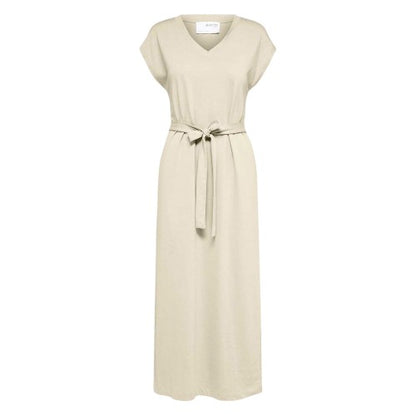 Front - Selected Femme Womens/Ladies Belted V Neck Dress