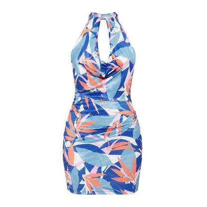 Front - Missy Empire Womens/Ladies Slinky Abstract Halter Neck Mini Dress