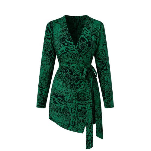 Front - AX Paris Womens/Ladies Paisley Wrap Long-Sleeved Mini Dress