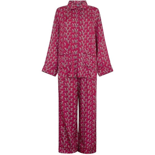 Front - Lily And Lionel Womens/Ladies Evie Leopard Collared Long Pyjama Set