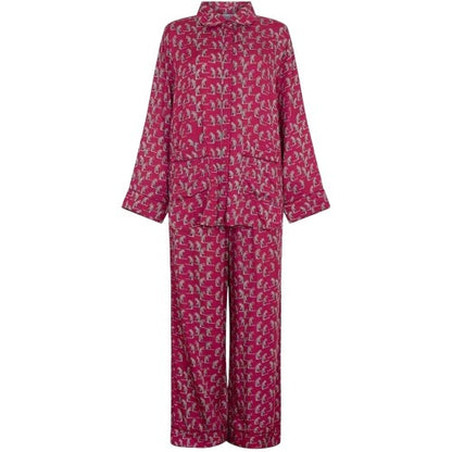 Front - Lily And Lionel Womens/Ladies Evie Leopard Collared Long Pyjama Set