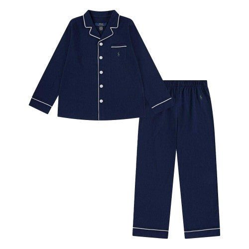 Front - Ralph Lauren Childrens/Kids Classics Collared Long Pyjama Set