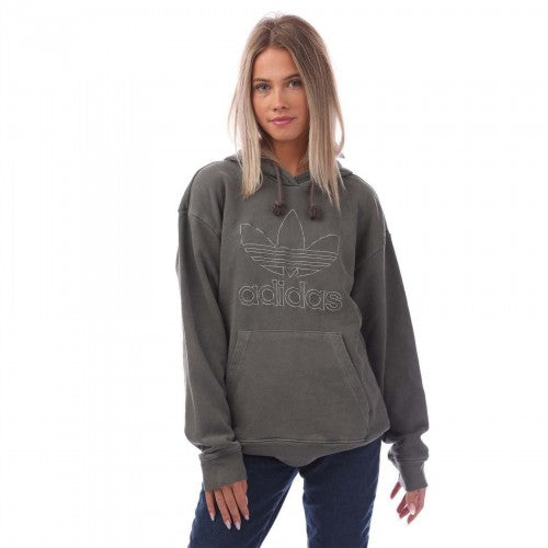 Front - Adidas Womens/Ladies Trefoil Cotton Pullover Hoodie