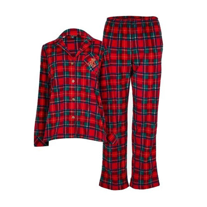 Front - Ralph Lauren Womens/Ladies Plaid Collared Long Pyjama Set