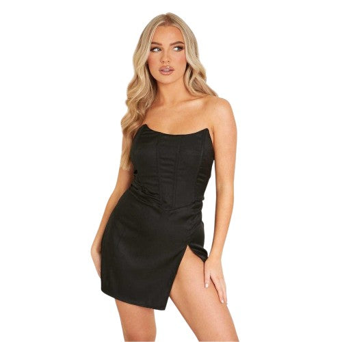 Front - Missy Empire Womens/Ladies Corset Detail Corset Mini Dress