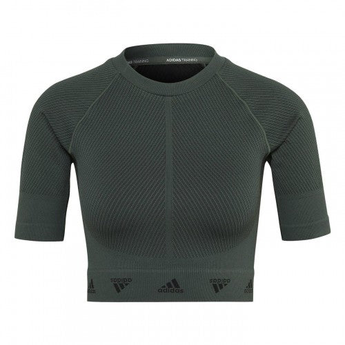 Front - Adidas Womens/Ladies Aeroknit Crop Top