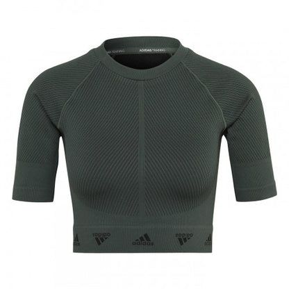 Front - Adidas Womens/Ladies Aeroknit Crop Top