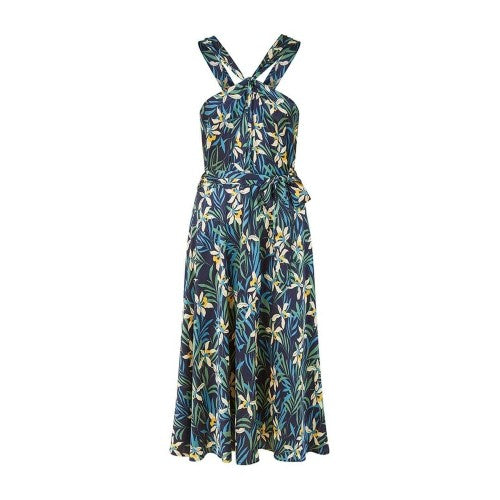 Front - Yumi Womens/Ladies Tropical Floral Regular Summer Midi Dress