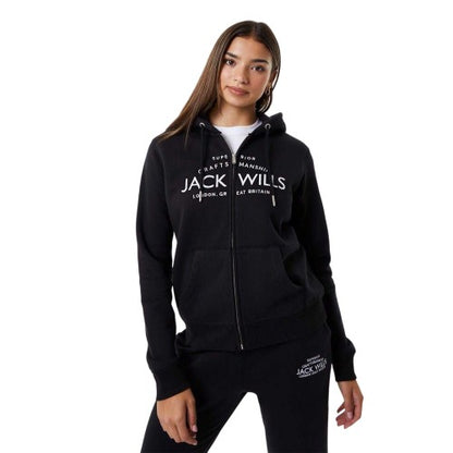 Front - Jack Wills Womens/Ladies Hunston Logo Full Zip Hoodie