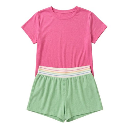 Front - PJ Salvage Womens/Ladies Fresh & Fruity Jersey Rainbow Striped Shorts