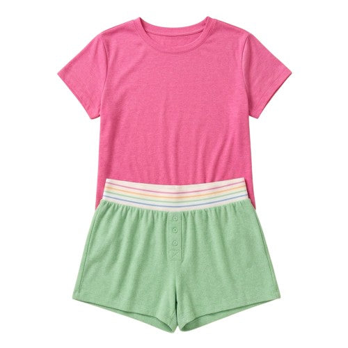 Front - PJ Salvage Womens/Ladies Fresh & Fruity Jersey Rainbow Striped Shorts