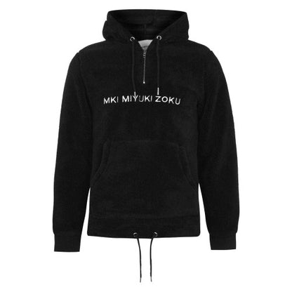 Front - MKI MIYUKI ZOKU Mens Logo Sherpa Quarter Zip Hoodie